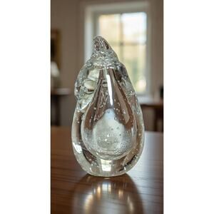 Hand-Blown Crystal Pear Art Glass – Murano/Italian Style – Stunning Suncatcher!
